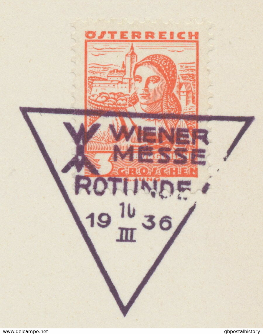 ÖSTERREICH SONDERSTEMPEL 1936 „WIENER MESSE ROTUNDE 10.III.1936“ In VIOLETT - Máquinas Franqueo (EMA)