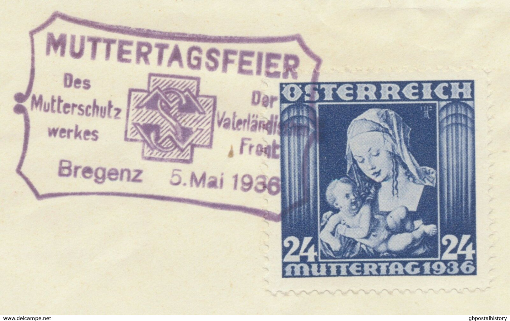 ÖSTERREICH SONDERSTEMPEL 1936 „MUTTERTAGSFEIER Bregenz, 5.Mai 1936“ Auf FDC - Machines à Affranchir (EMA)