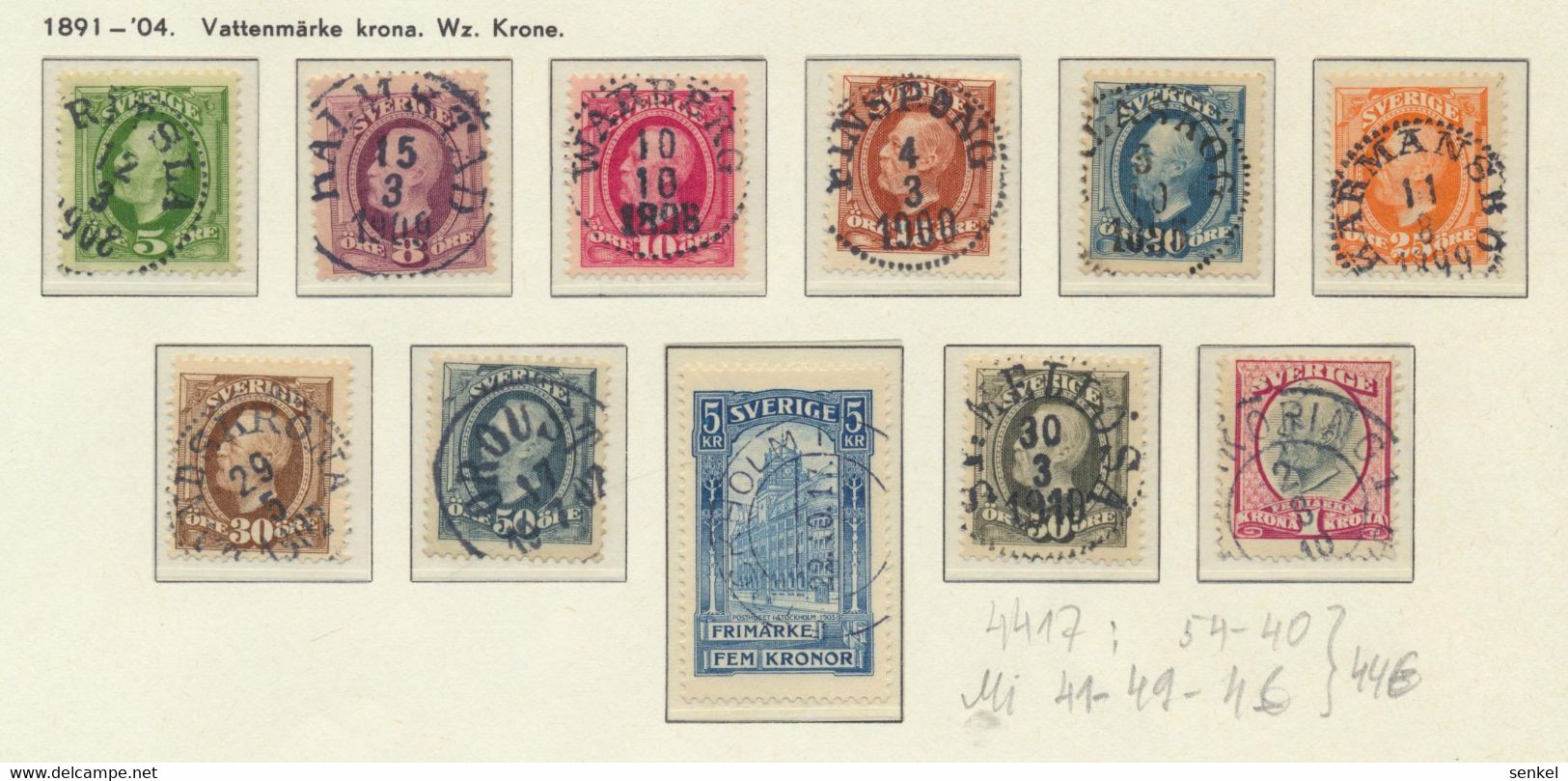 4417 Sweden Sverige Schweden 1891 - 1904 Used Set Mi 41 - 49 , 54 - Altri & Non Classificati