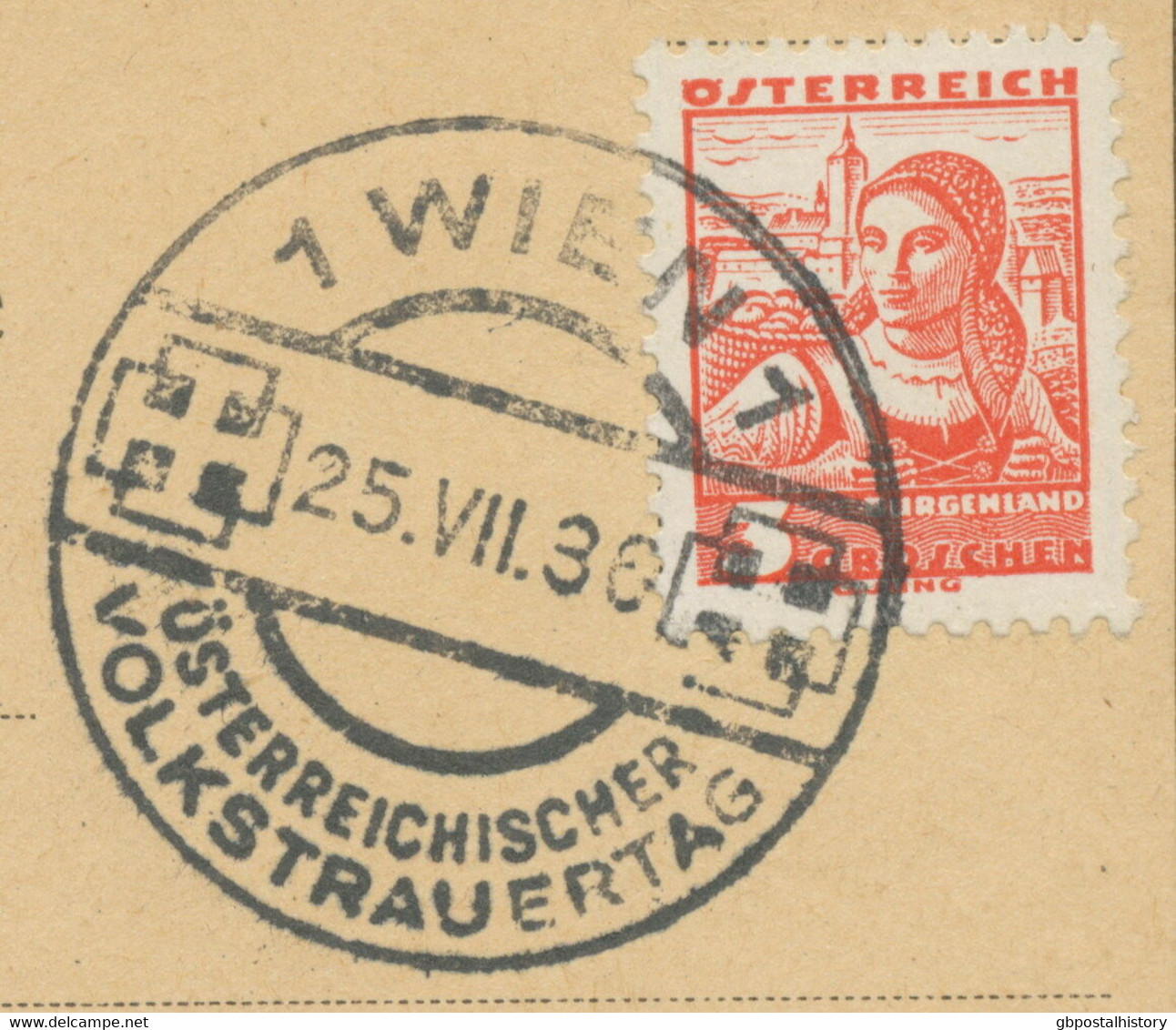 ÖSTERREICH SONDERSTEMPEL 1936 1 WIEN 1 25.VII.36 ÖSTERREICHISCHER VOLKSTRAUERTAG - Máquinas Franqueo (EMA)