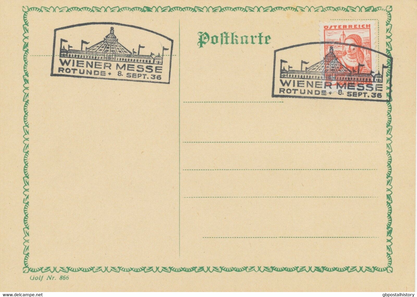 ÖSTERREICH SONDERSTEMPEL 1936 „WIENER MESSE ROTUNDE 8. SEPT. 36“ - Maschinenstempel (EMA)