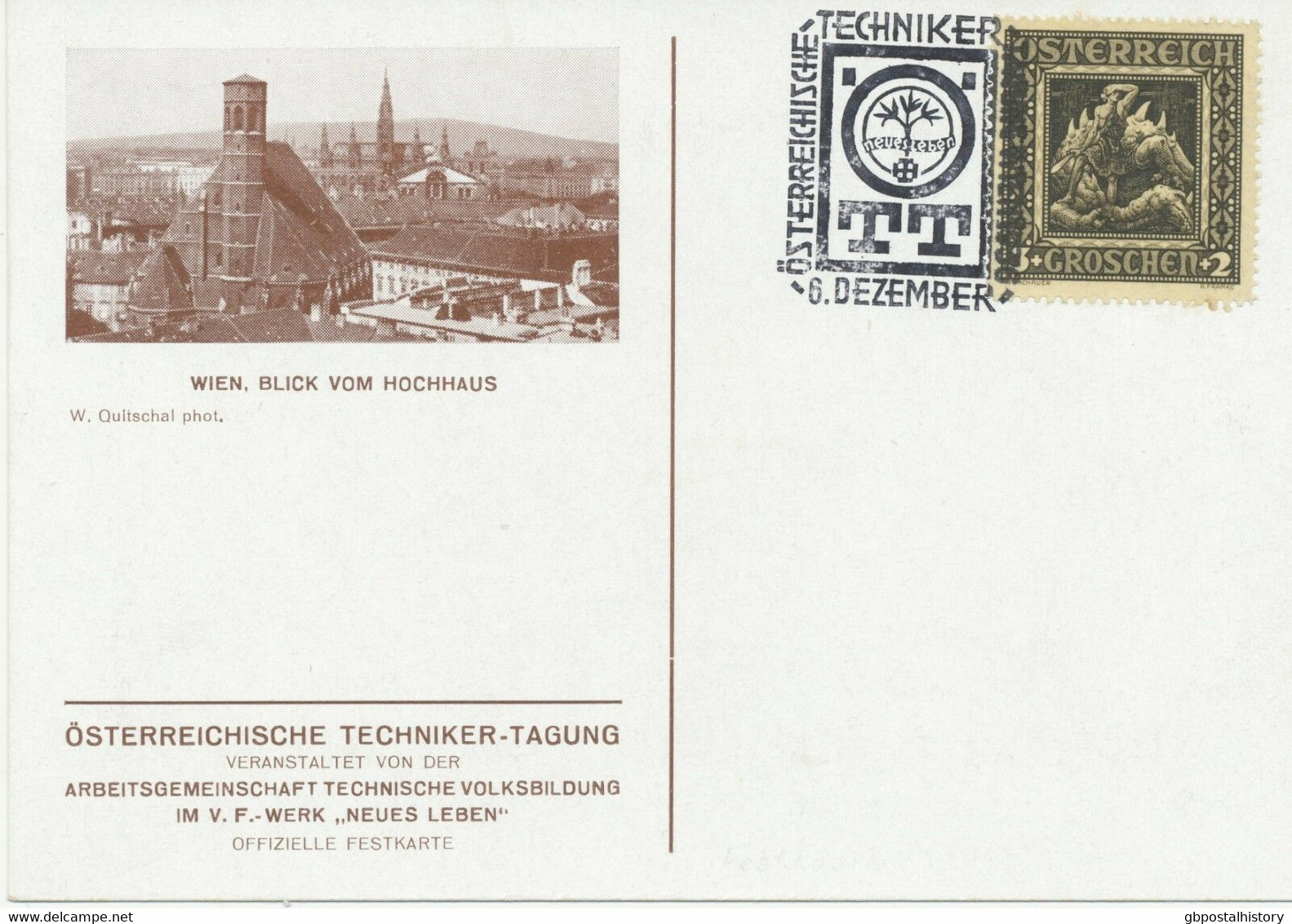 ÖSTERREICH SONDERSTEMPEL ÖSTERREICHISCHE TECHNIKER TAGUNG WIEN 1936 6. DEZEMBER - Maschinenstempel (EMA)