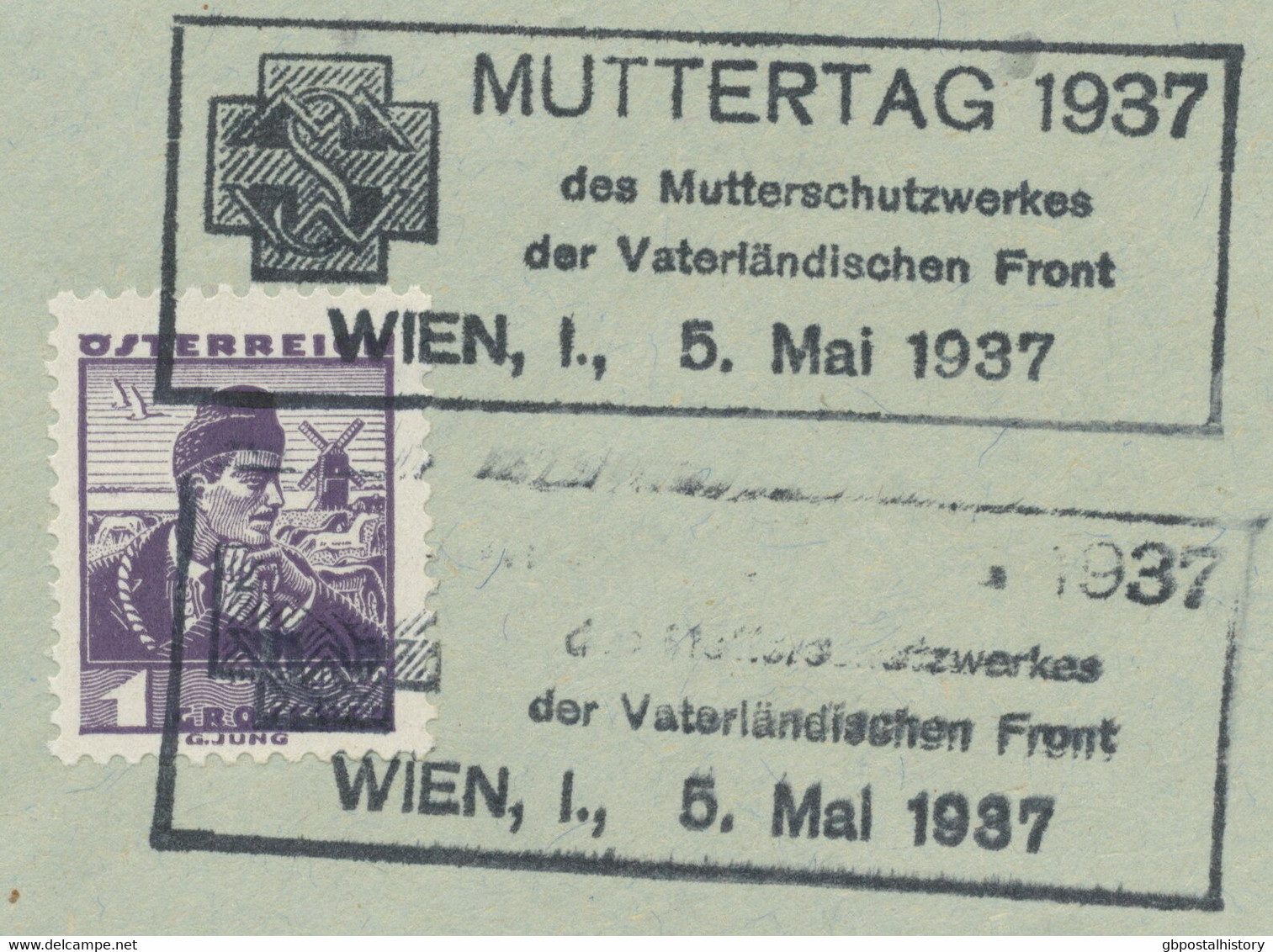 ÖSTERREICH SONDERSTEMPEL 1937 „MUTTERTAG 1937 WIEN I, 5. Mai 1937“ - Maschinenstempel (EMA)