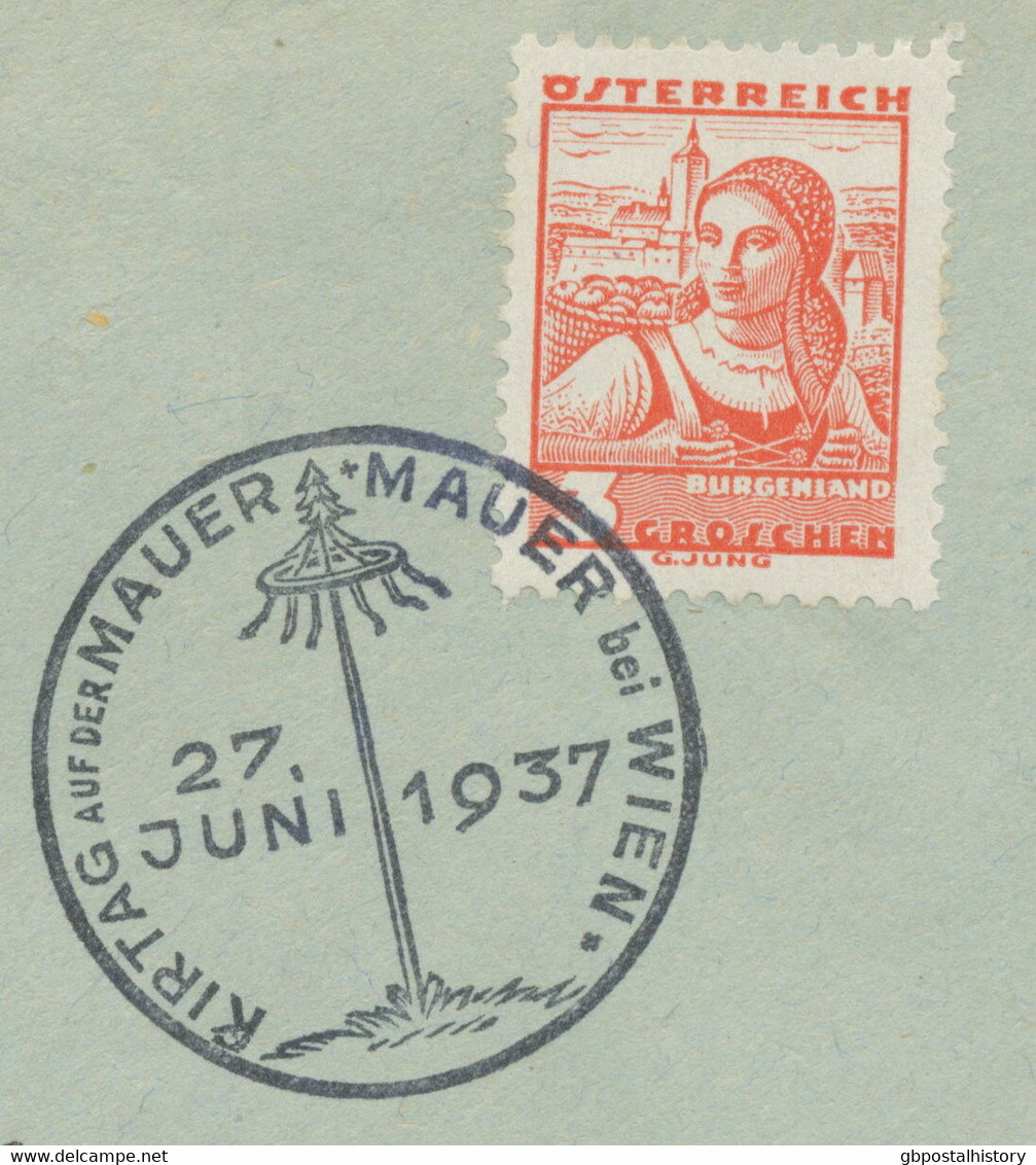 ÖSTERREICH SONDERSTEMPEL 1937 „KIRTAG Auf Der MAUER Bei WIEN 27.JUNI 1937“ - Máquinas Franqueo (EMA)