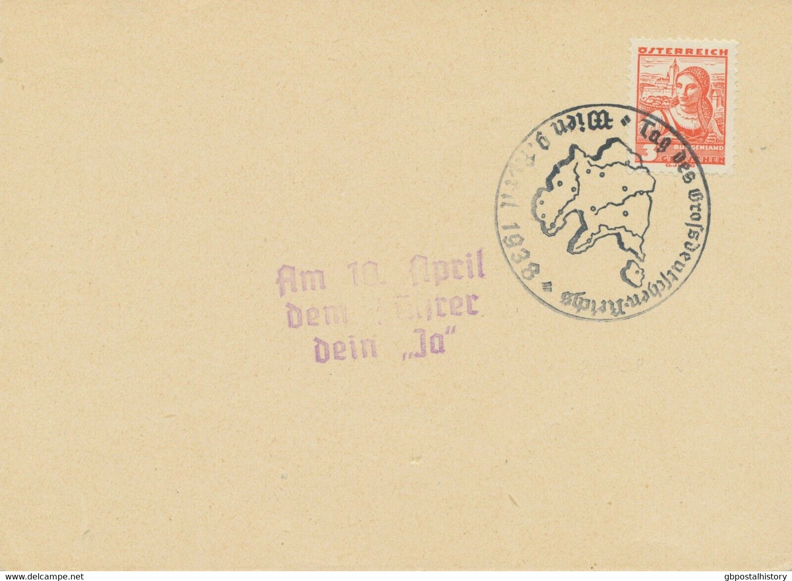 ÖSTERREICH SONDERSTEMPEL 1937 „Am 10.April Dem Führer Dein „Ja““ Violett U. SST - Máquinas Franqueo (EMA)