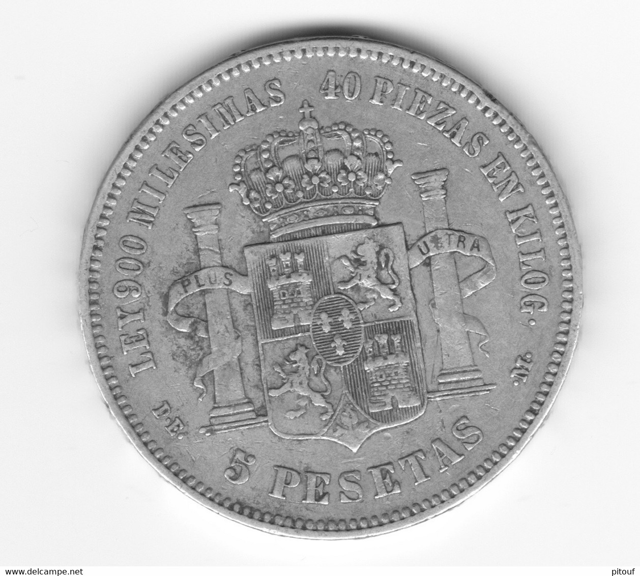 5 Pesetas 1876 DEM TTB - Collections