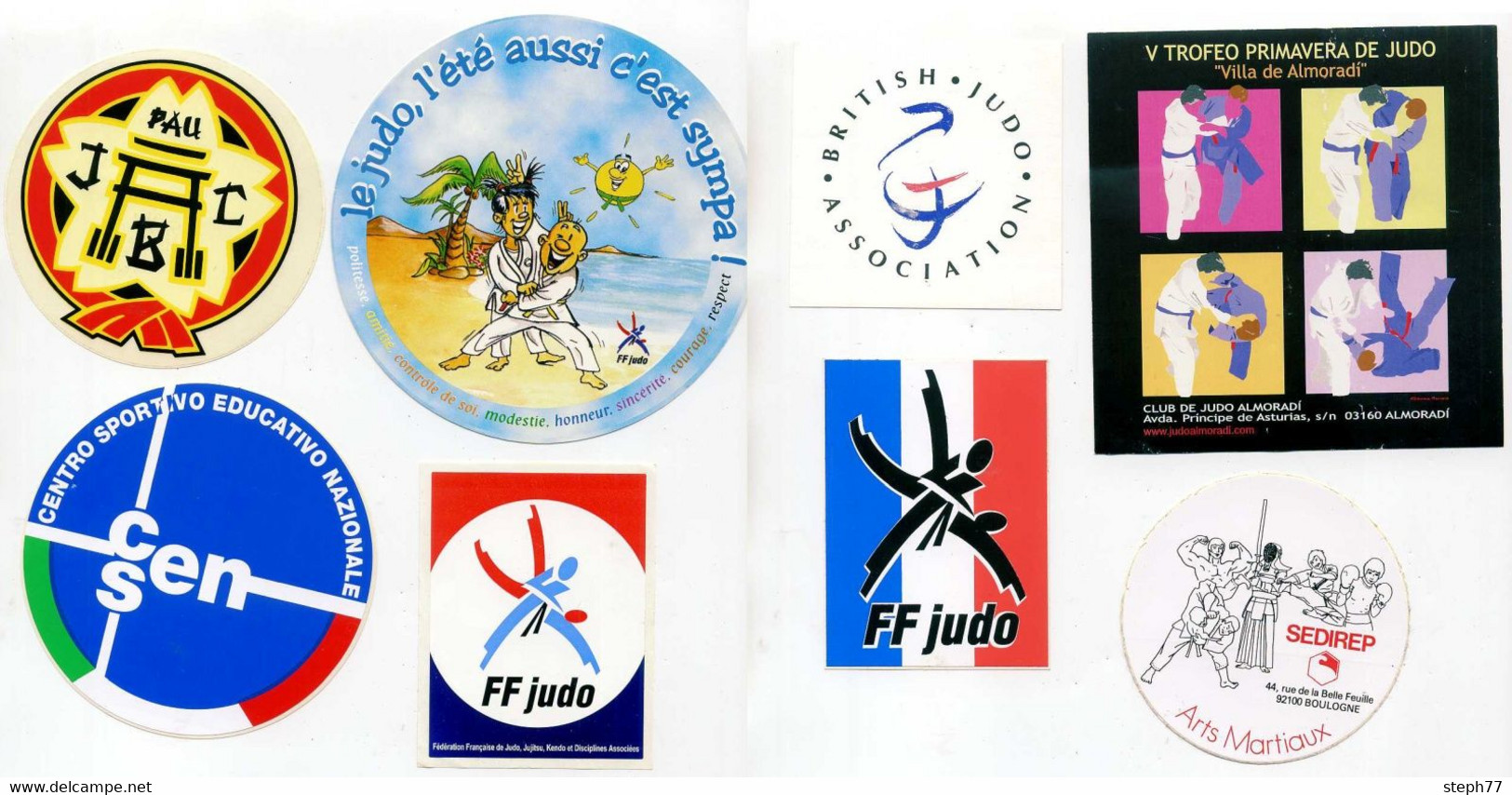 6 Autocollants Judo Club Fédération France British Italia - Arti Martiali