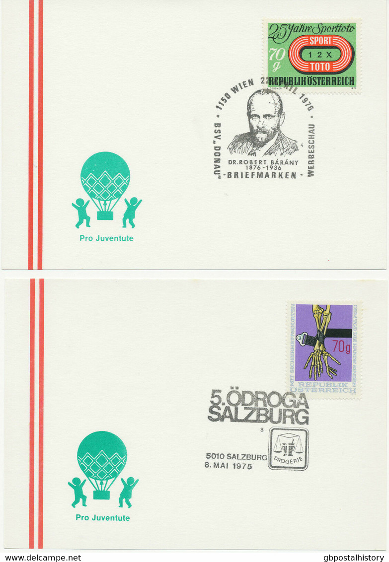 ÖSTERREICH 1975/7 7 Versch SST GESUNDHEIT/MEDIZIN WIEN, SALZBURG, GRAZ, ST. VEIT A/D GLAN - Collezioni