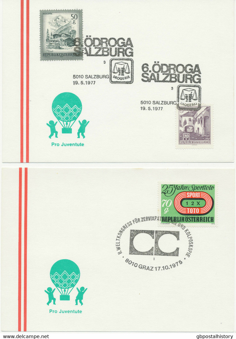 ÖSTERREICH 1975/7 7 Versch SST GESUNDHEIT/MEDIZIN WIEN, SALZBURG, GRAZ, ST. VEIT A/D GLAN - Collezioni