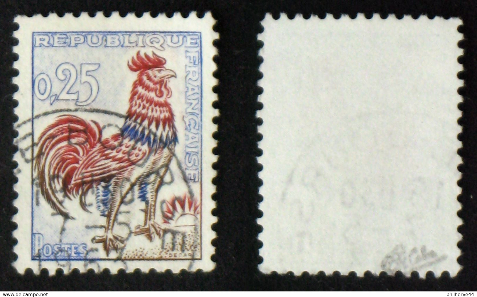 N° 1331d 25c COQ Jaune FLUO Sous UV TB Cote 65€ Signé Calves - 1962-1965 Haan Van Decaris