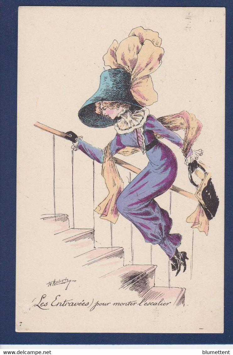 CPA ROBERTY Art Nouveau Femme Woman Girl Mode Chapeau Circulé - Robert