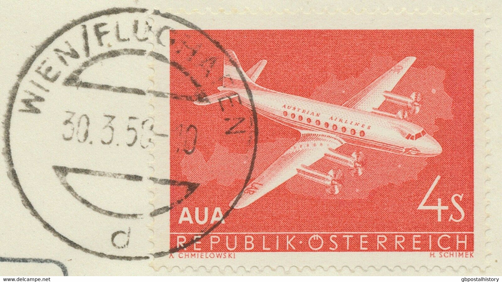 ÖSTERREICH 1958, AUA Kab.-Erstflug „WIEN – LONDON“ - Primeros Vuelos