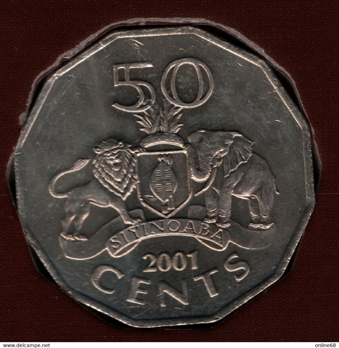 SWAZILAND 50 CENTS 2001 KM# 52 Lion - éléphant - Mswati III - Swasiland