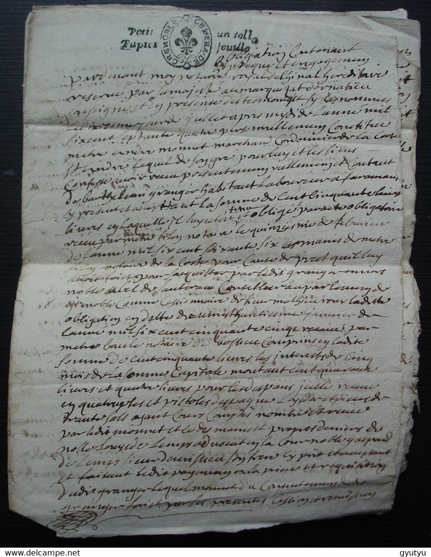 1674 Généralité De Grenoble Barthélemy Grangier Petit Papier Un Sol La Feuille Document De 8 Pages à Déchiffer - Manuscripts