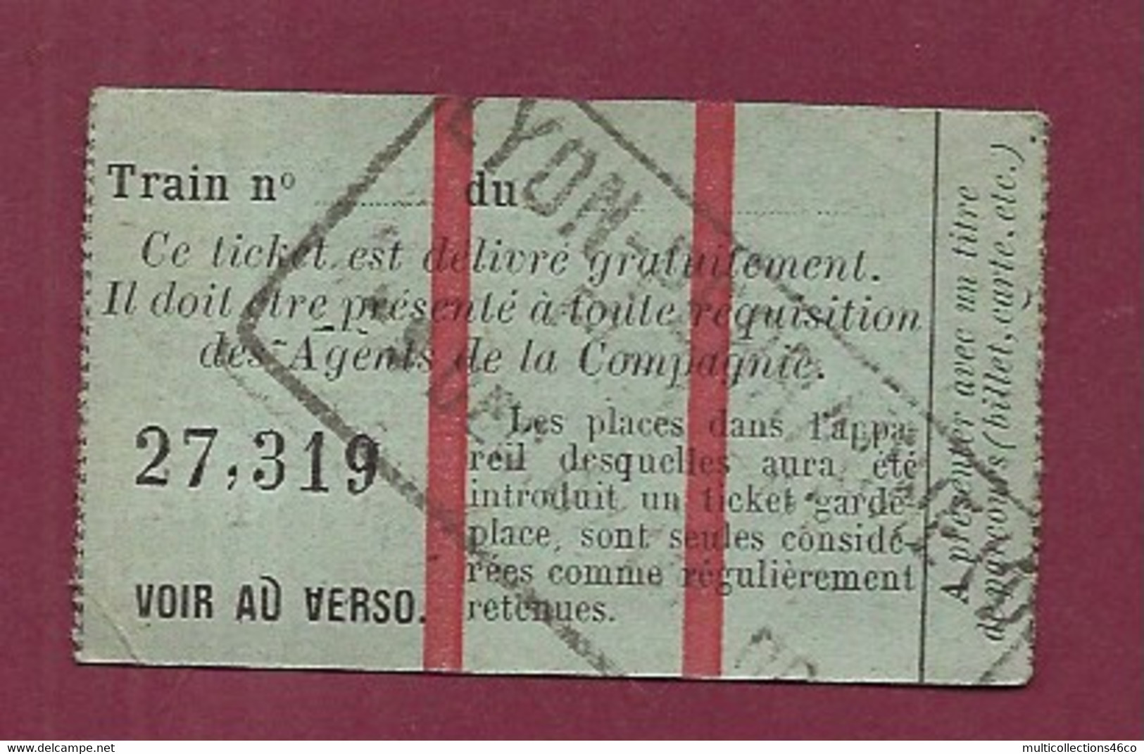 140221 - TICKET CHEMIN DE FER TRAM METRO TRAIN - LYON 27319 Voyageur - Europe