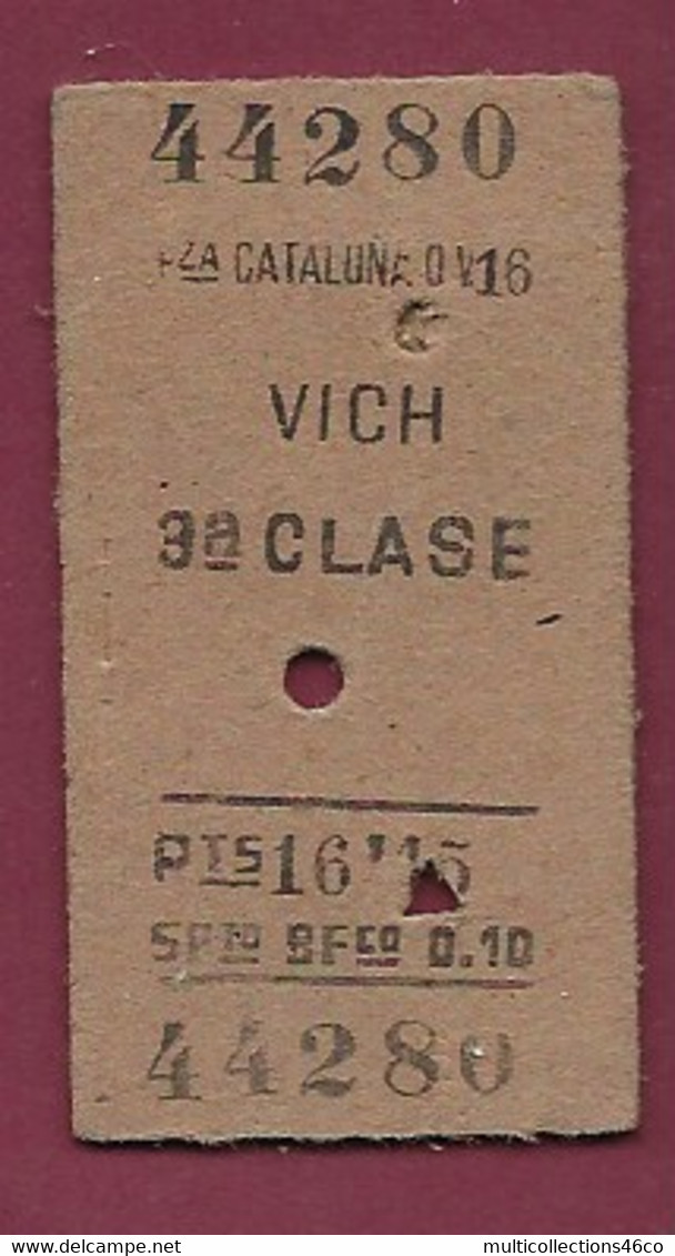 140221 - TICKET CHEMIN DE FER TRAM METRO TRAIN - TRAIN SUISSE 44280 VICH 3A CLASE - Europe