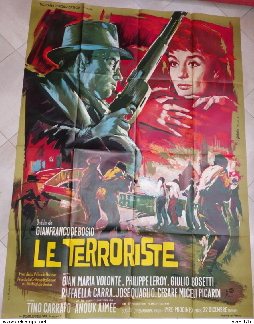 "Le Terroriste" A. Aimée, Gian Maria Volonte...1963 - Affiche 120x160 - TTB - Plakate & Poster