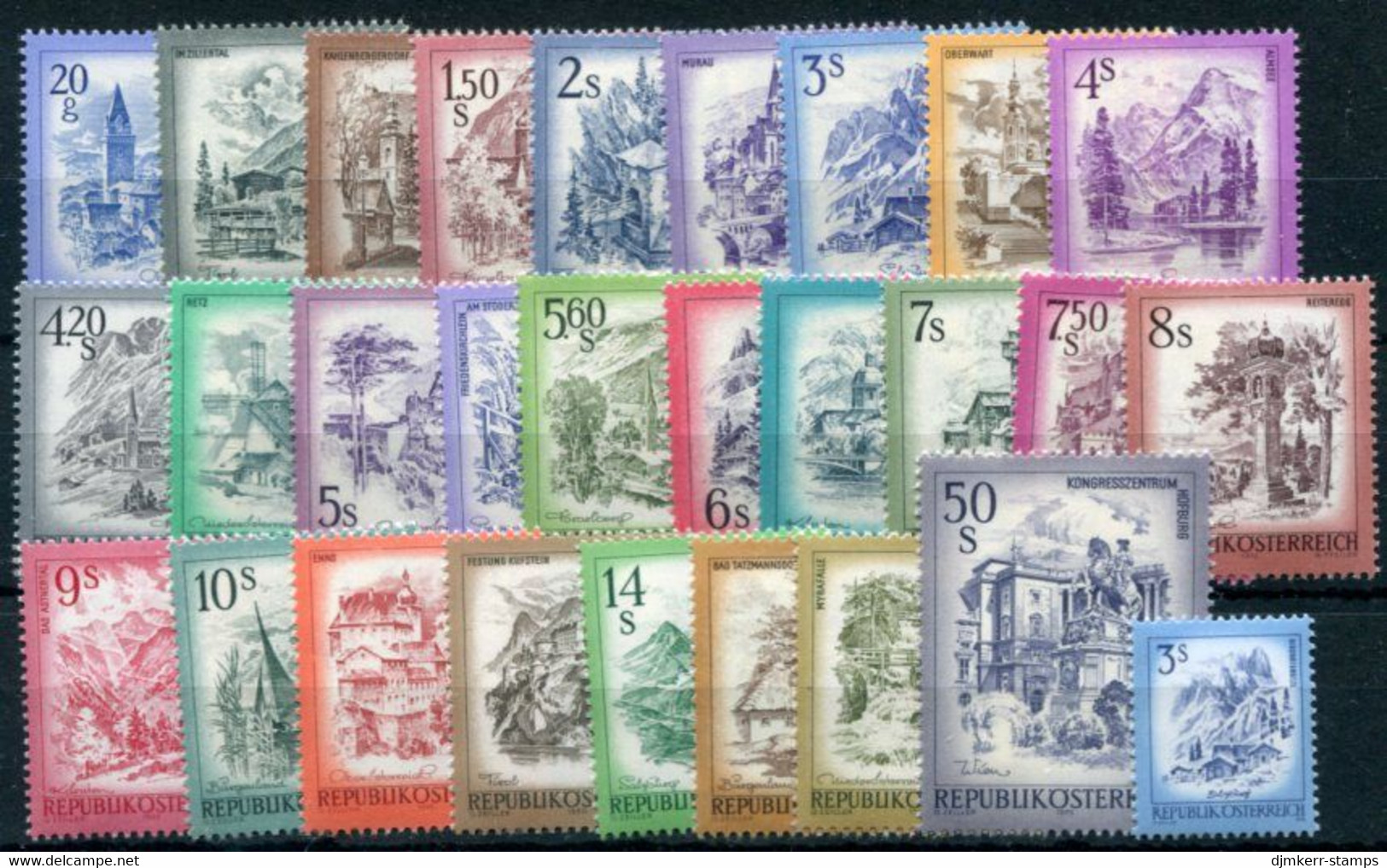 AUSTRIA 1973-83 Landscapes Definitives Complete MNH / **.  SG 1674a-1690 - Unused Stamps