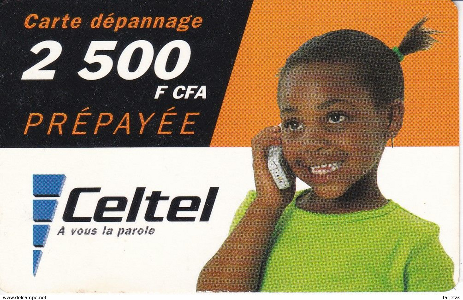 TARJETA DE BURKINA FASO DE 2500 FCFA DE CELTEL (NIÑA) DATE 31/01/2004 - Burkina Faso