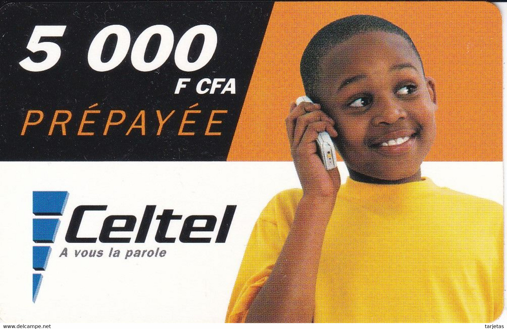 TARJETA DE BURKINA FASO DE 5000 FCFA DE CELTEL (NIÑO) DATE 30/10/2003 - Burkina Faso