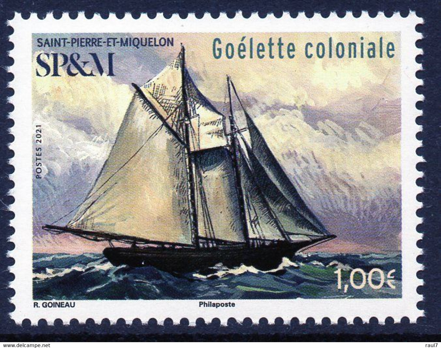 St Pierre Et Miquelon 2021 - Bateau Goélette Coloniale - 1 Val Neuf // Mnh - Ungebraucht