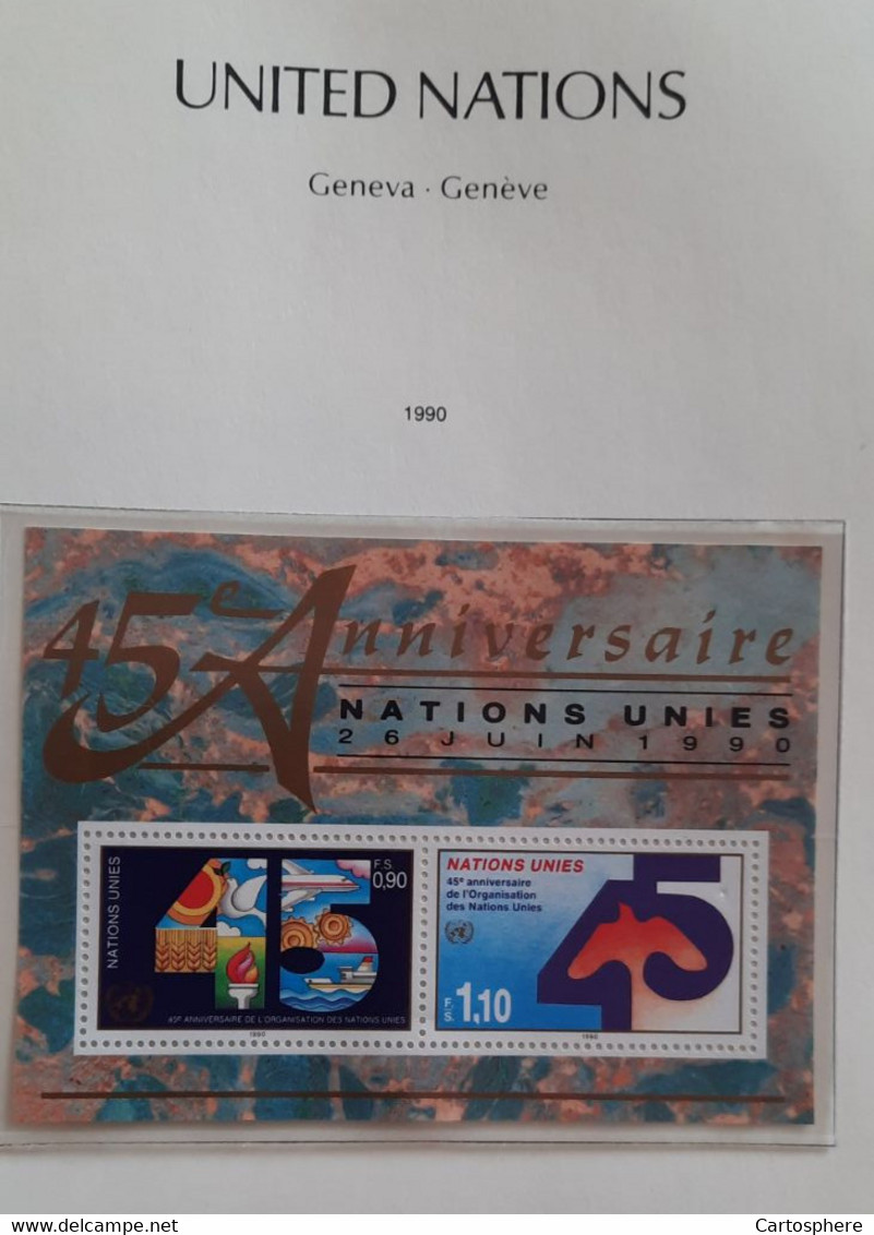 1990 GENEVE MNH/*** LUXE NATIONS UNIES   **NEUFS**  UNITED NATIONS Annee Complète COTE 41.35€ - Other & Unclassified