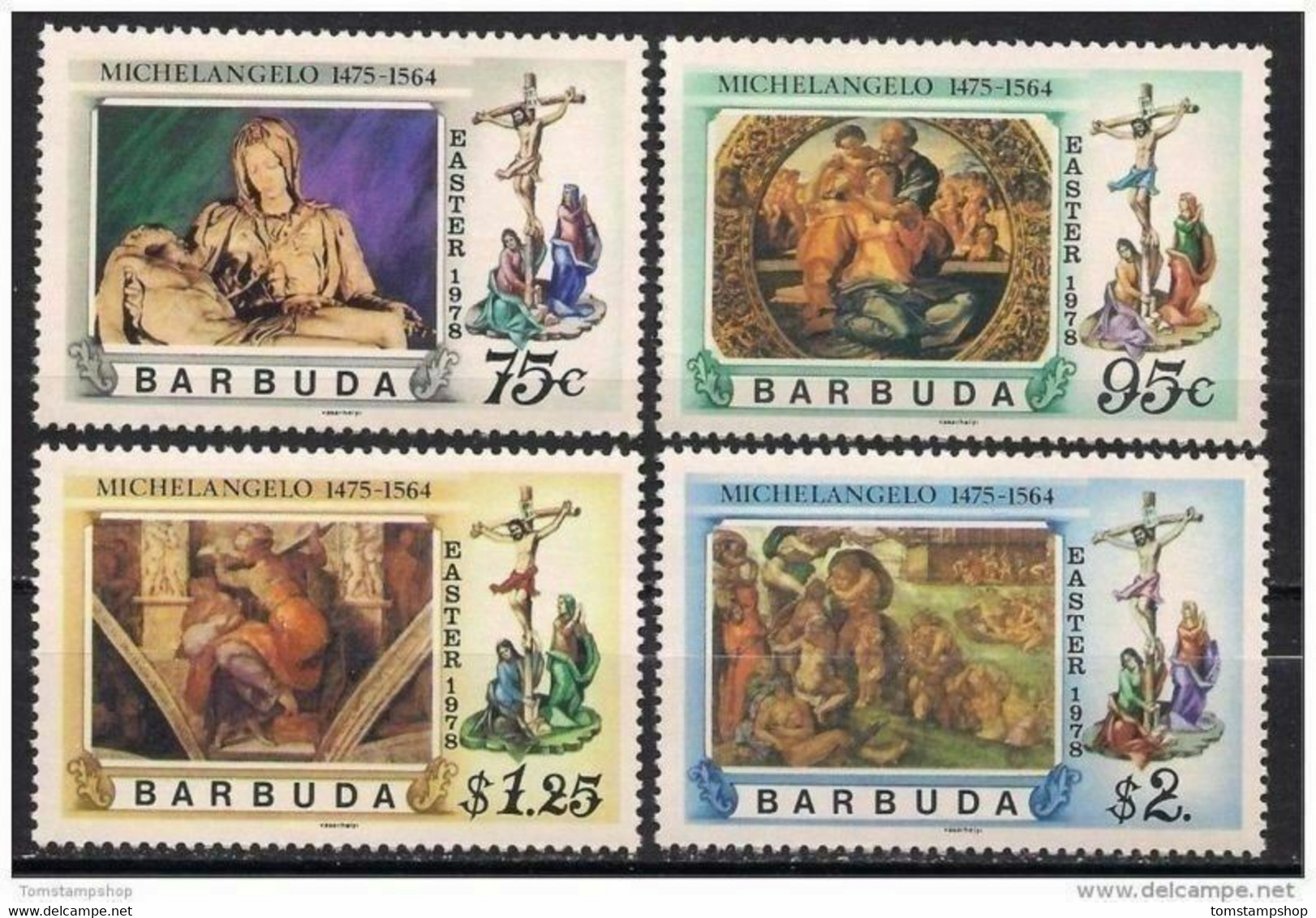 Barbuda 1978 Easter Paintings By Michelangelo Art Religion 4v Set  MNH - Otros & Sin Clasificación