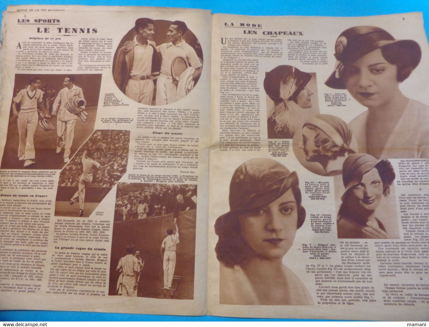 revue de la vie moderne n°85 du 10/9/31 le tennis-la mode des chapeaux