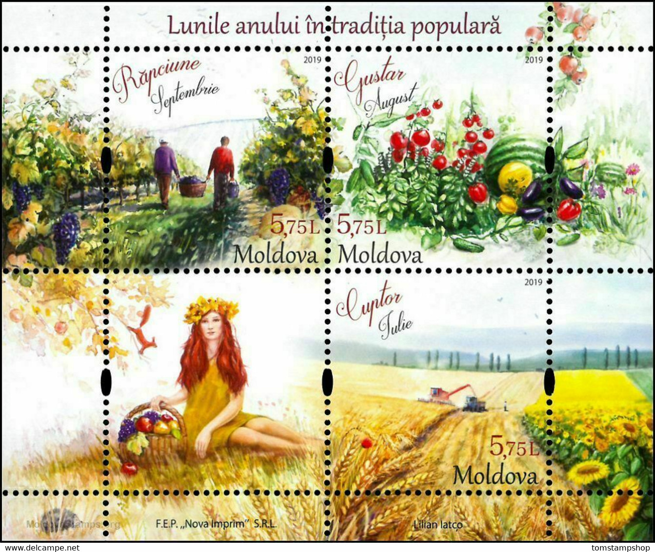 Moldova 2019 Agriculture Fruits Wine Grapes Harvest Wheat Sunflower Squirrel MNH - Other & Unclassified