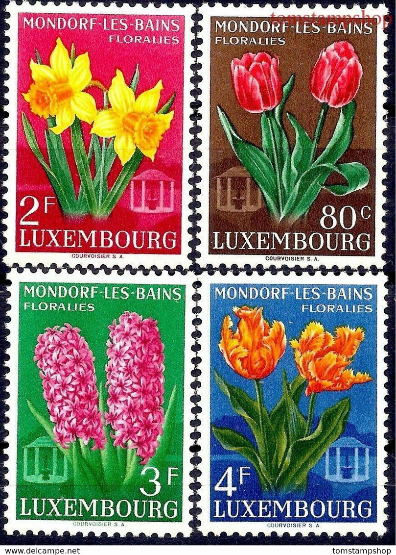 Luxembourg 1955 Bains Flower Festival Flowers Tulips Narcissus Hyacinth 4v MNH - Otros & Sin Clasificación