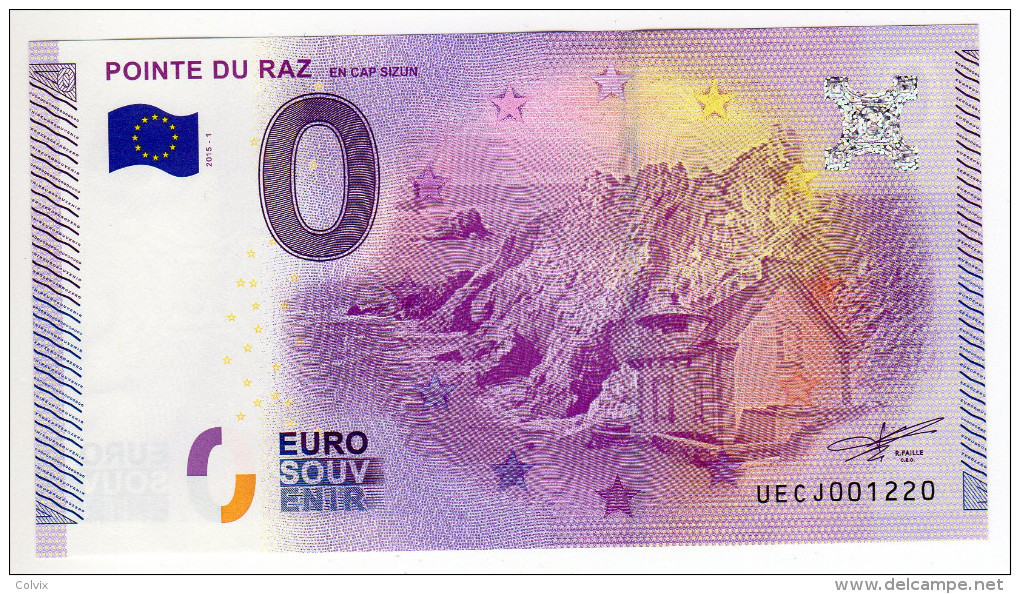 2015-1 BILLET TOURISTIQUE FRANCE 0 EURO SOUVENIR N° UECJ001217 POINTE DU RAZ - Privatentwürfe