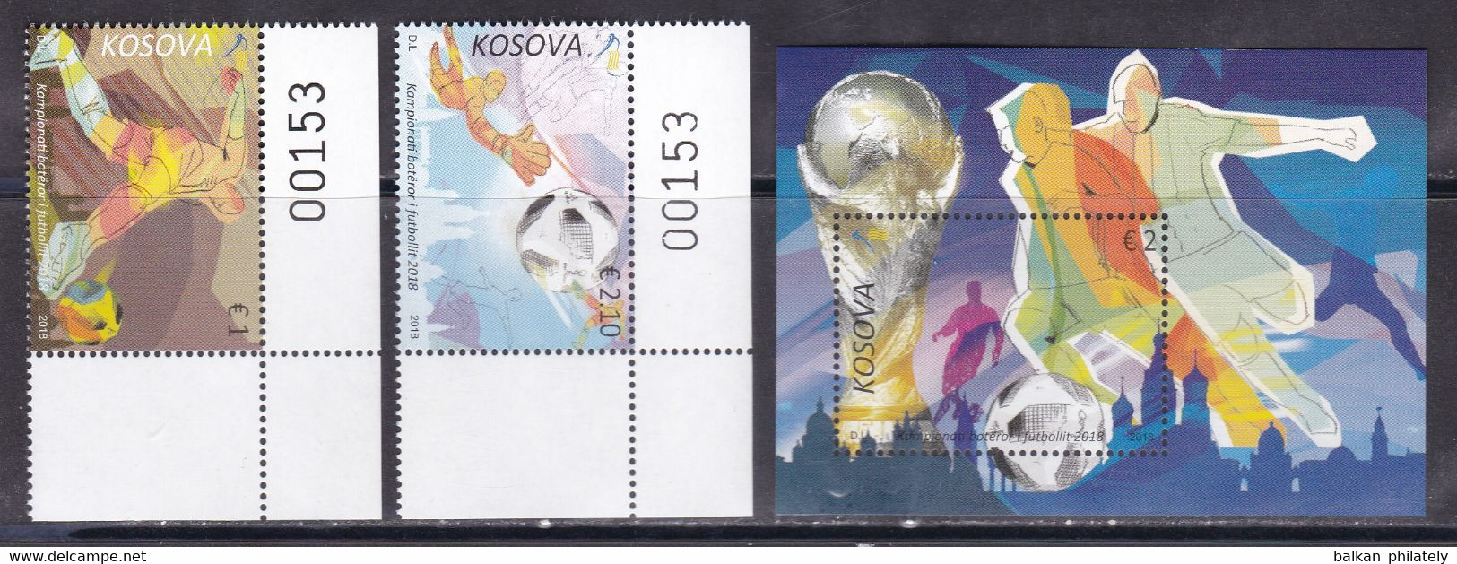 Kosovo 2018 Sports Football Soccer World Cup Russia Stamps + Souvenir Sheet MNH Corner Stamps - 2018 – Rusia