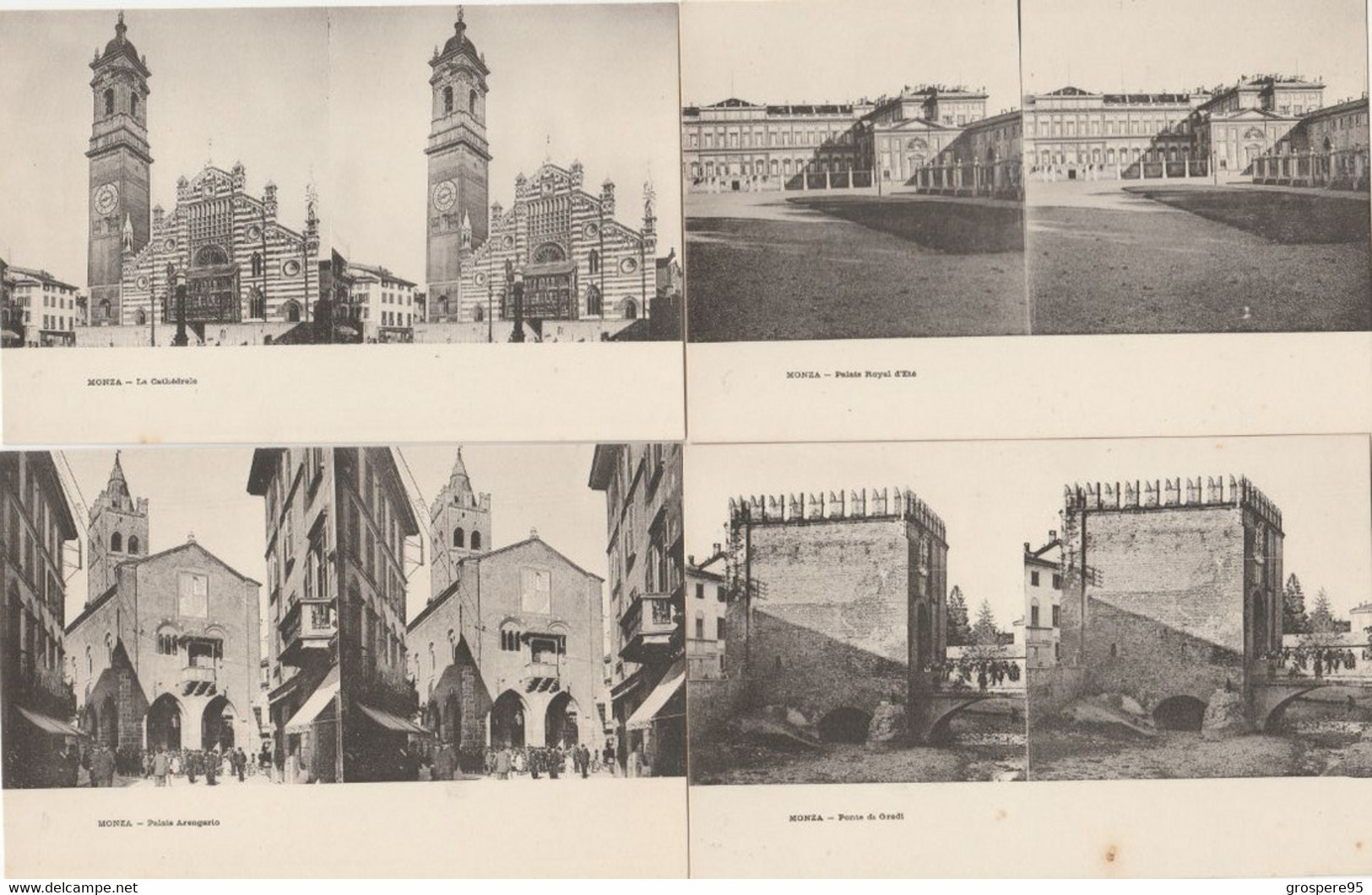 MONZA LOMBARDIA ITALIE LOT 4 CARTES STEREOSCOPIQUES RARES - Stereoscope Cards