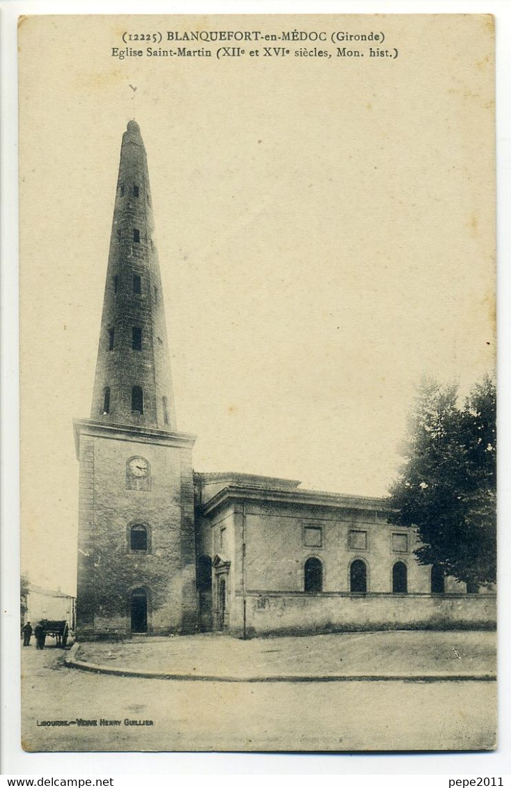 CPA 33 BLANQUEFORT En MEDOC  Eglise St Martin  - Vue Peu Commune (petite Animation, Attelage) - Blanquefort