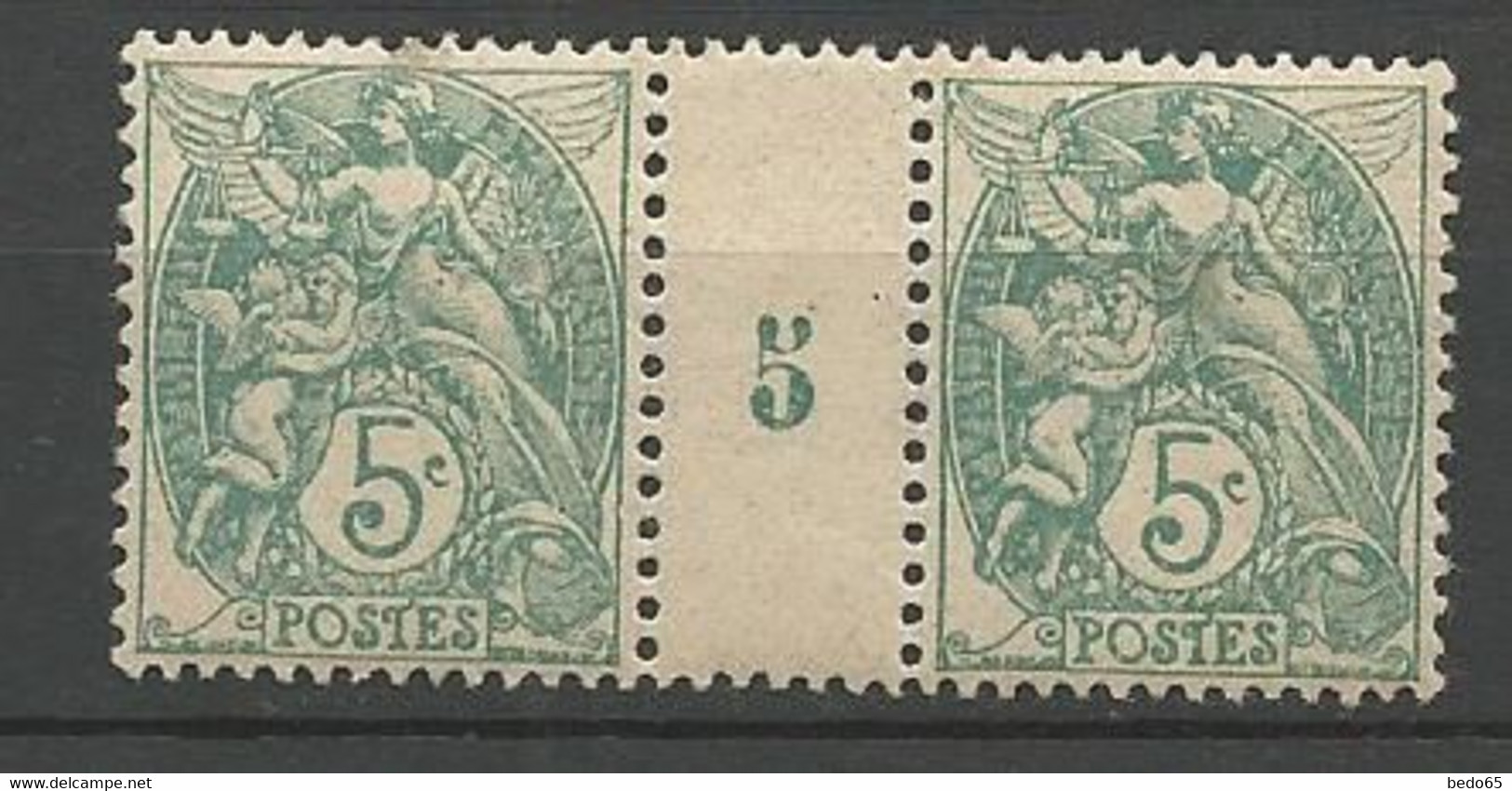 TYPE BLANC N° 111 VERT-BLEU 1905 Millésime 5 NEUF* TRACE DE CHARNIERE SUR LE PONT  / MH - Millesimes