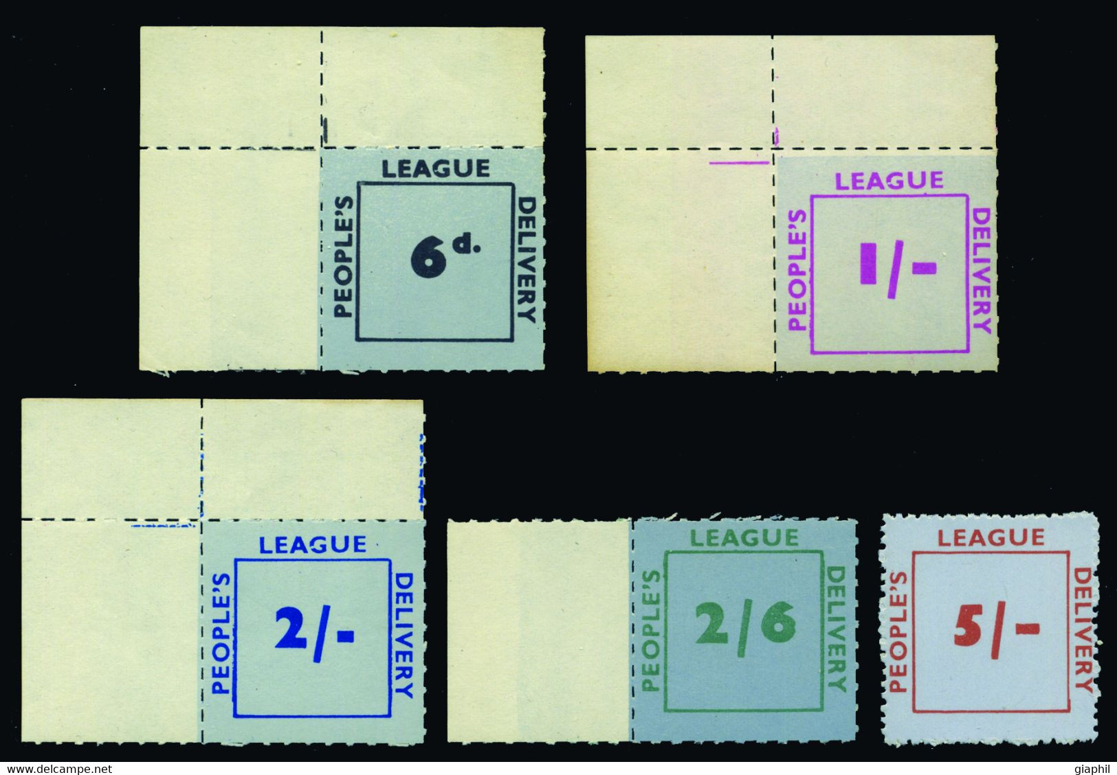 GREAT BRITAIN 1962 PEOPLE'S LEAGUE DELIVERY PRIVATE SET OF 5 MNH ** - Variétés, Erreurs & Curiosités