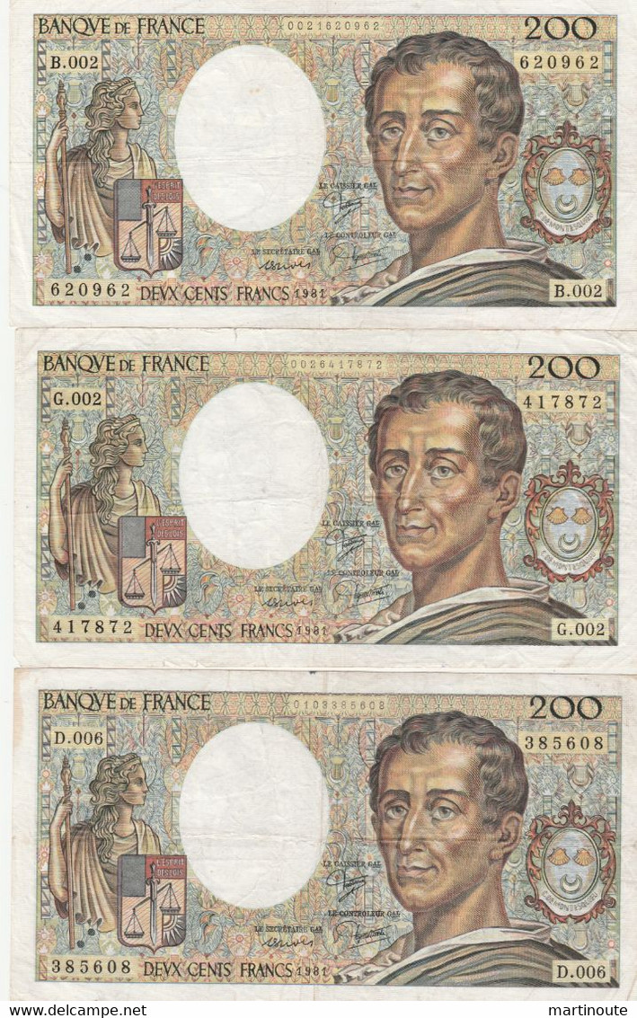 Bon Lot De 5 Billets De 200 Francs De 1981. - Mezclas - Billetes