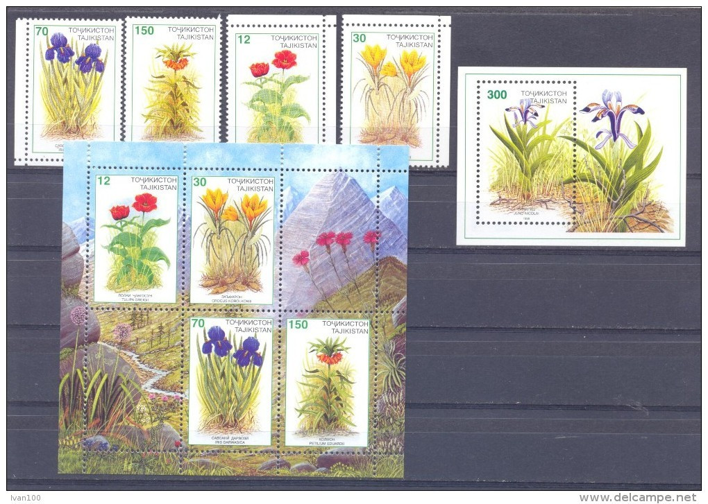 1998. Tajikistan, Flowers Of Tajikistan, 4v + 2 S/s, Mint/** - Tadschikistan