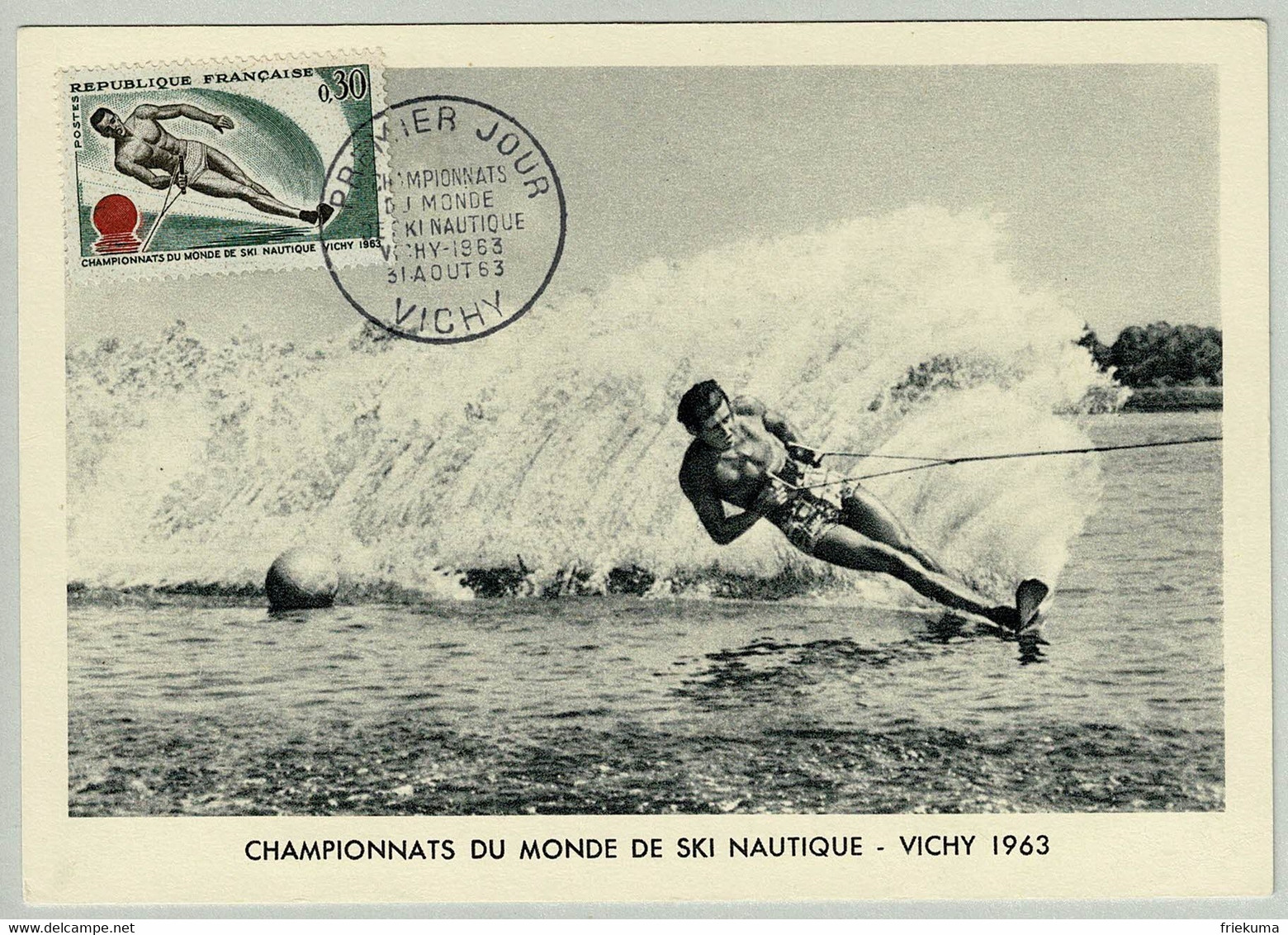 Frankreich / France 1963, Maximumkarte Championnats Du Monde De Ski Nautique Vichy - Ski Nautique