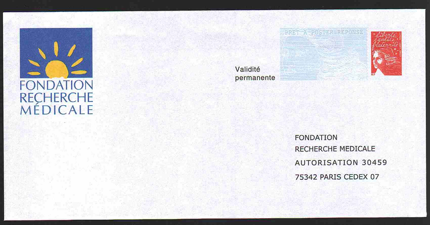 Entier Postal PAP Réponse Fondation Recherche Médicale Autorisation 30459, N° Au Dos: 0404680 - PAP: Antwort/Luquet