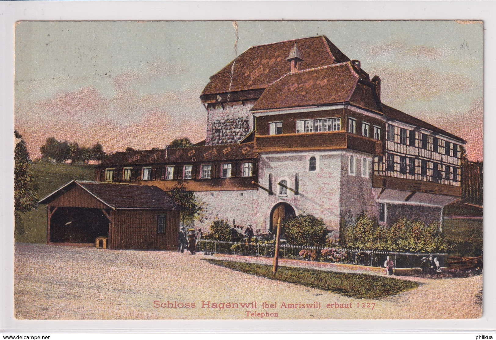 Schloss Hagenwil Mit Zweizeiler HAGENWIL Bei Amriswil - Gelaufen 21.05.1909 - Verklebter Riss - Amriswil