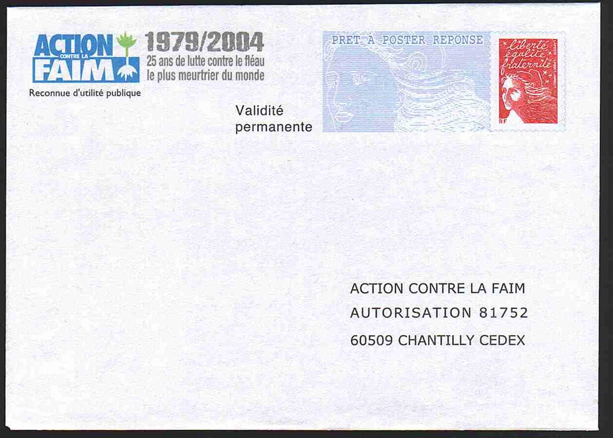 Entier Postal PAP Réponse Action Contre La Faim. Autorisation 81752, N° Au Dos:0313135 - Prêts-à-poster: Réponse /Luquet