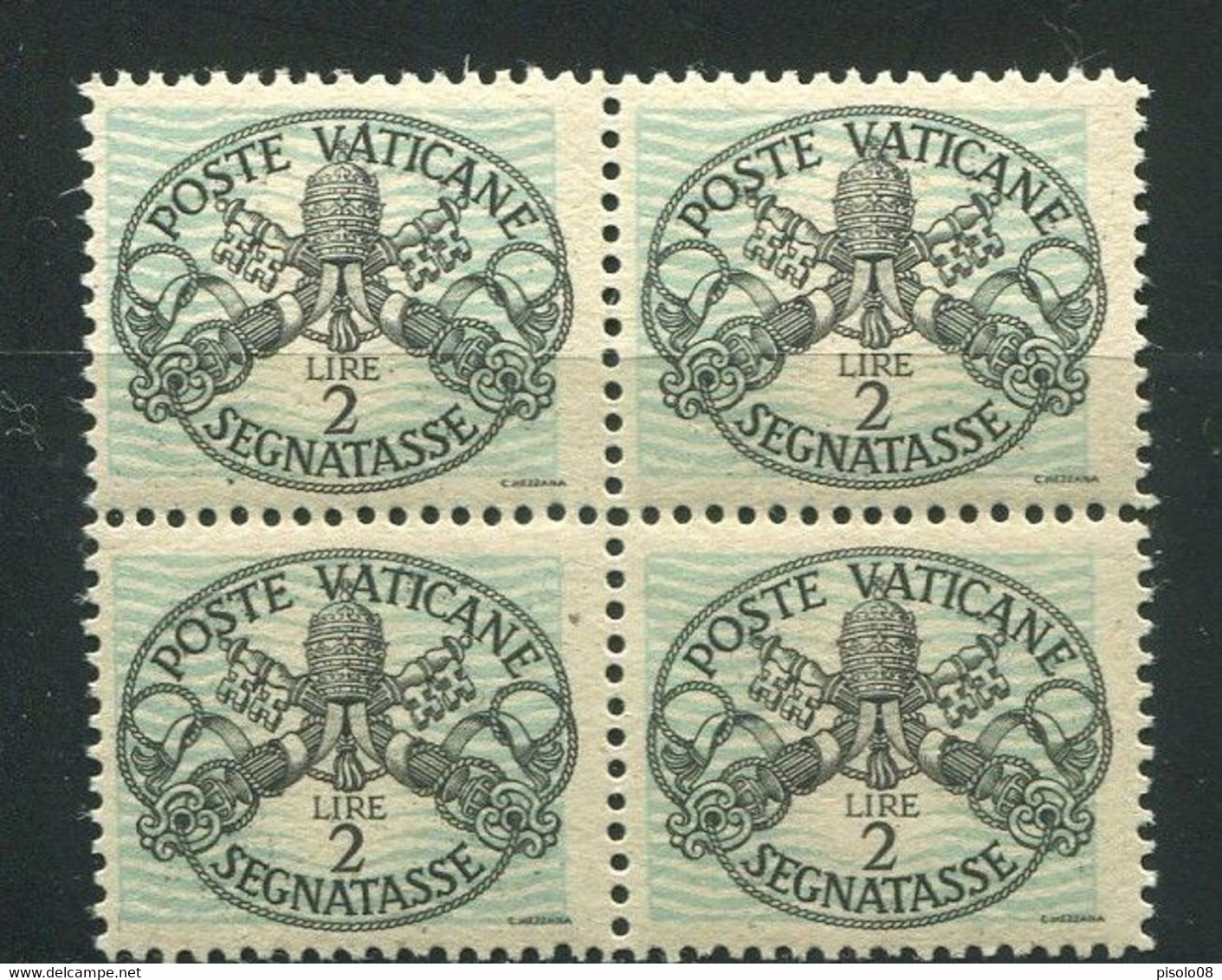 VATICANO 1946 SEGNATASSE CARTA BIANCA 2 LIRE LINEE GROSSE SASSONE N. 17 ** MNH - Portomarken