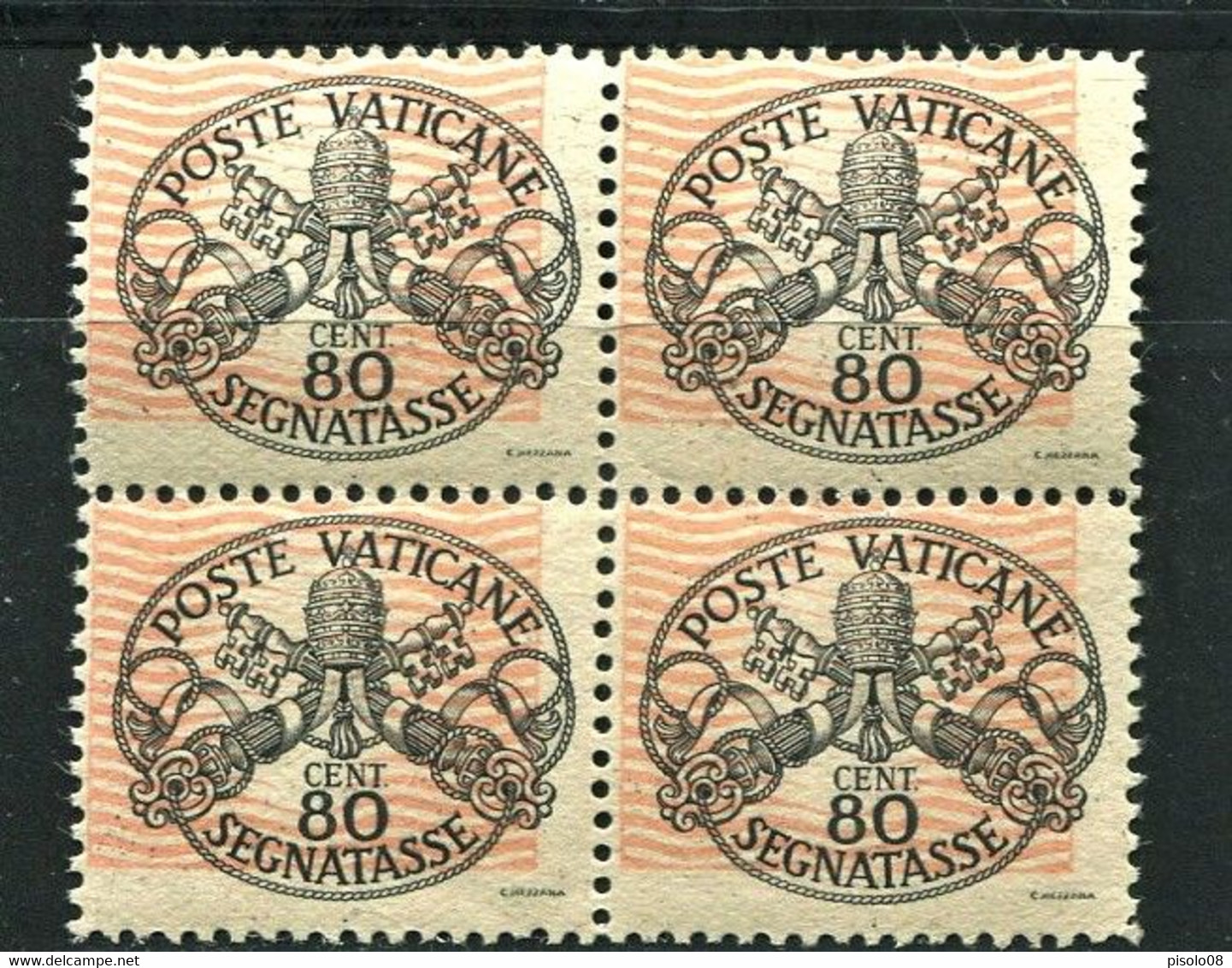 VATICANO 1946 SEGNATASSE CARTA BIANCA 80 C. LINEE GROSSE SASSONE N. 15 ** MNH - Segnatasse