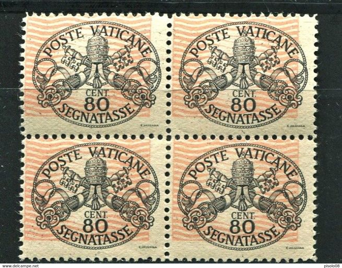 VATICANO 1946 SEGNATASSE CARTA BIANCA 80 C. LINEE GROSSE SASSONE N. 15 ** MNH - Postage Due