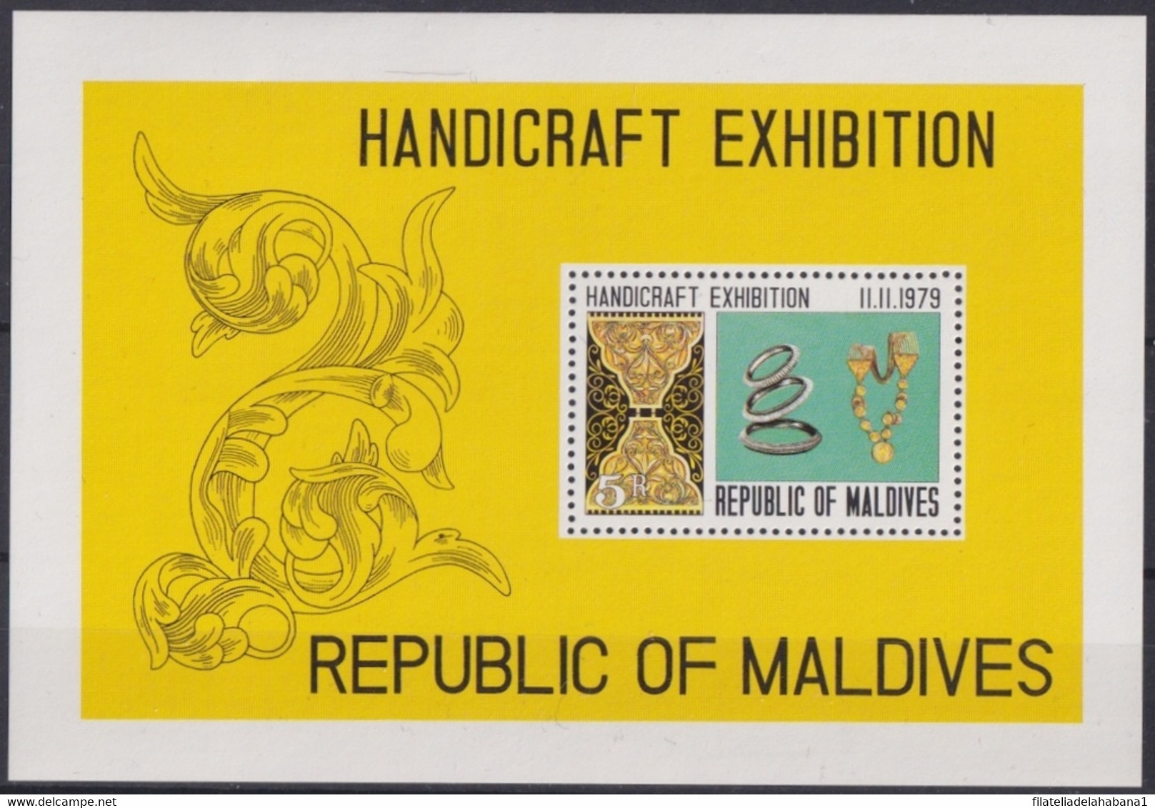 F-EX22843 MALDIVES IS MNH 1979 SHEET HANDICRAFT EXPO FOLKLORE JEWERLY - Maldiven (...-1965)