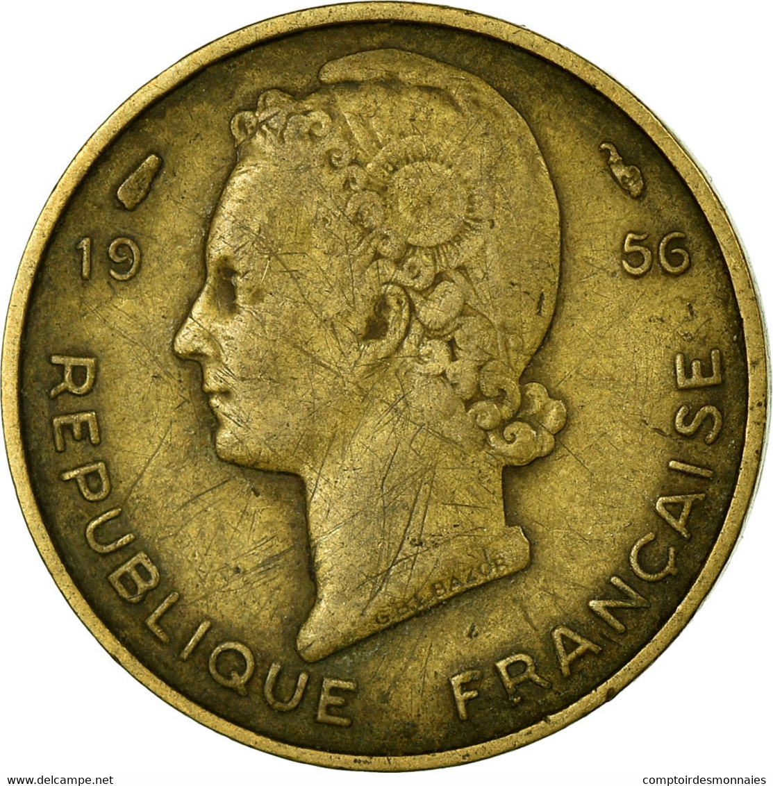 Monnaie, French West Africa, 5 Francs, 1956, Paris, TB, Aluminum-Bronze, KM:5 - Côte-d'Ivoire