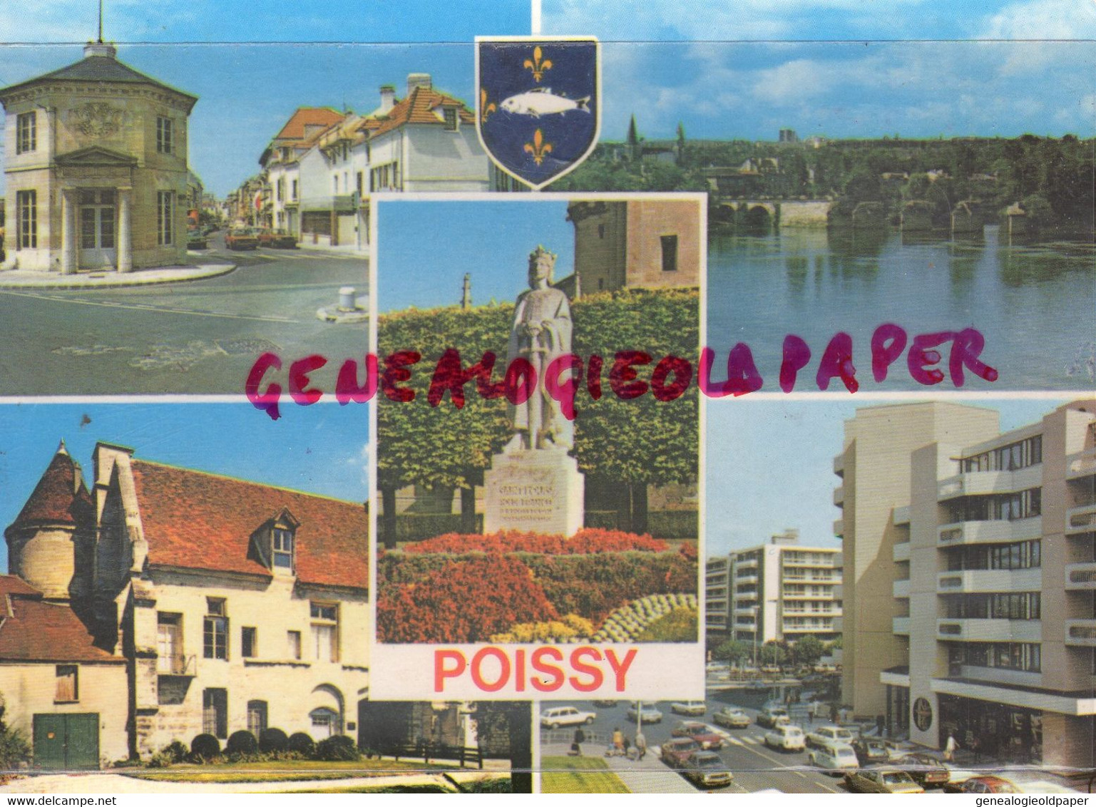 78- POISSY - L' OCTROI-VUE GENERALE LE VIEUX PONT- STATUE DE ST LOUIS-ABBAYE-RESIDENCE ETENDARD -AVENUE CEP -  YVELINES - Poissy