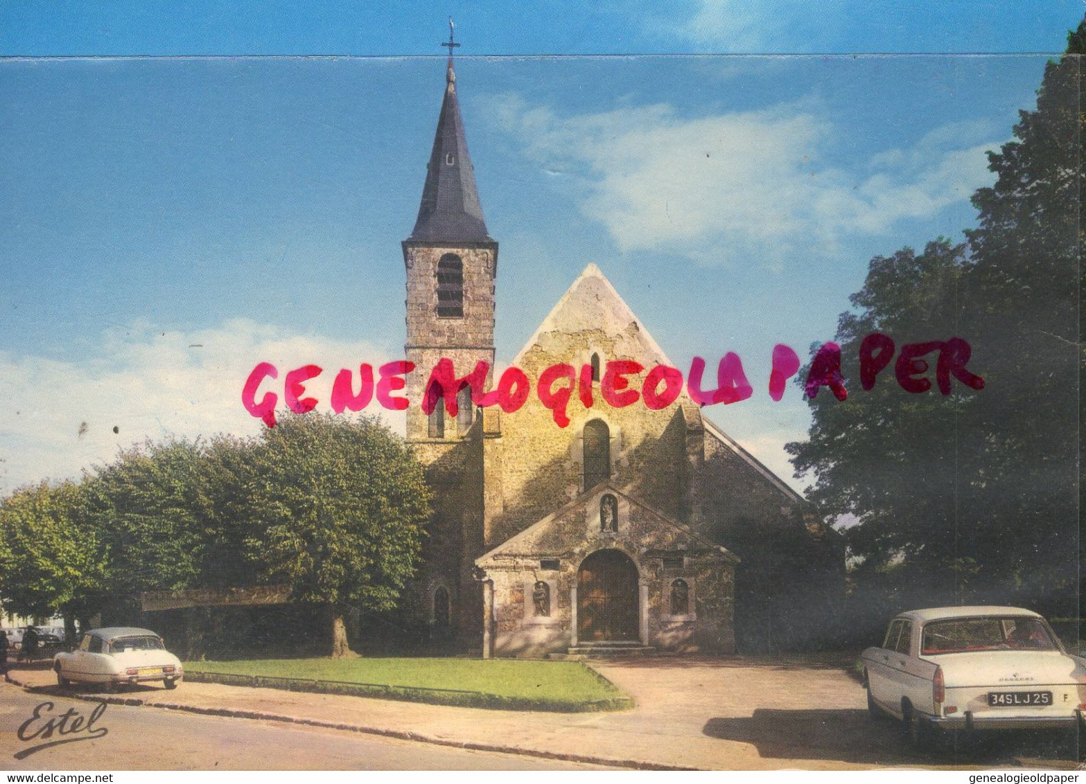 78- LE MESNIL SAINT DENIS- EGLISE SAINT DENIS - DS CITROEN - PEUGEOT 404 -  YVELINES - Le Mesnil Saint Denis