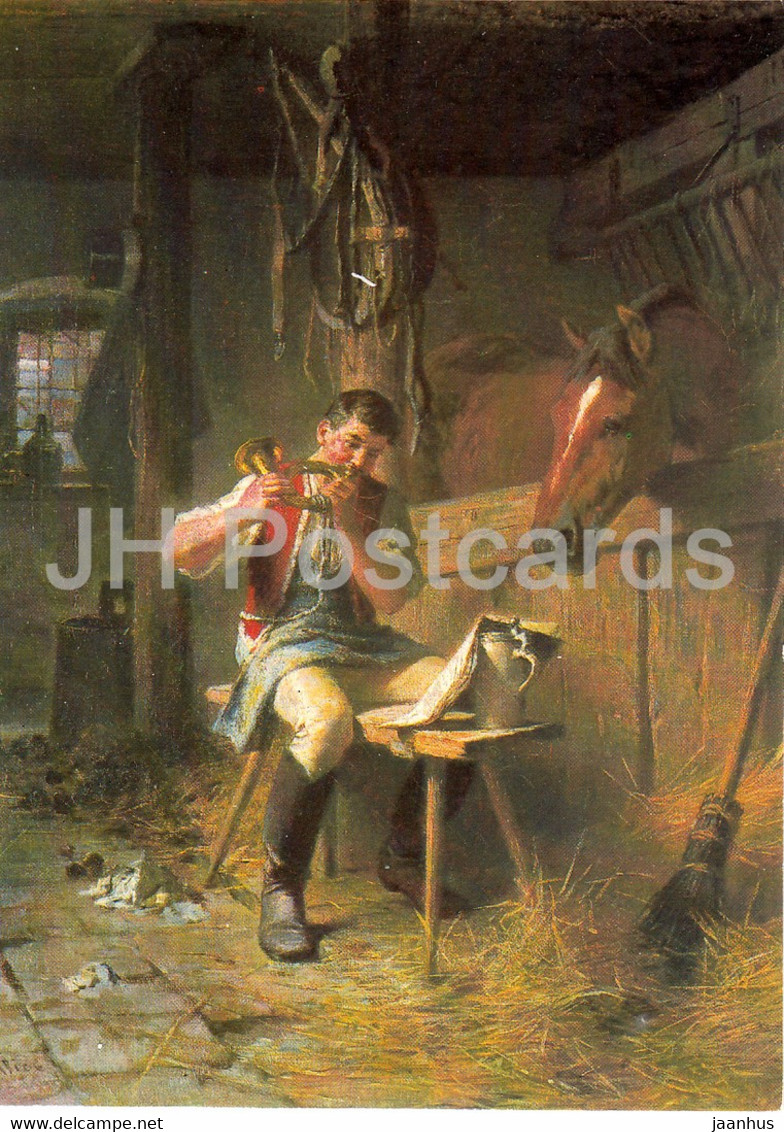 Painting By Ortlieb - Posthornklange - Bayrischer Postillion 1890 - Postman - Horse - Posthorn - Germany - Unused - Poste & Facteurs